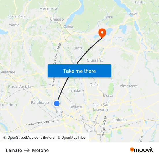 Lainate to Merone map