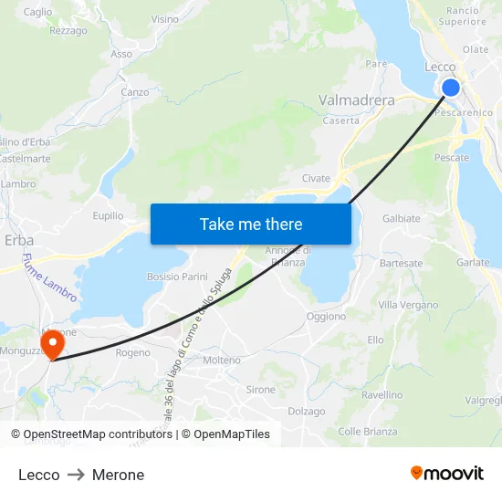 Lecco to Merone map