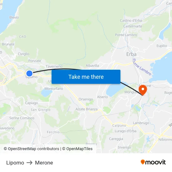 Lipomo to Merone map