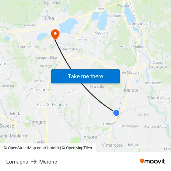 Lomagna to Merone map