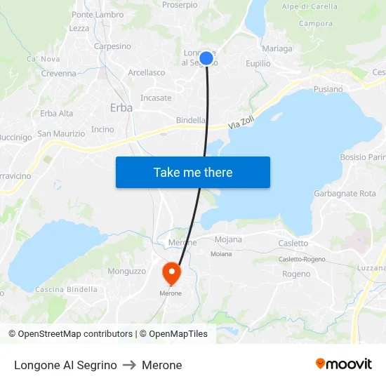 Longone Al Segrino to Merone map