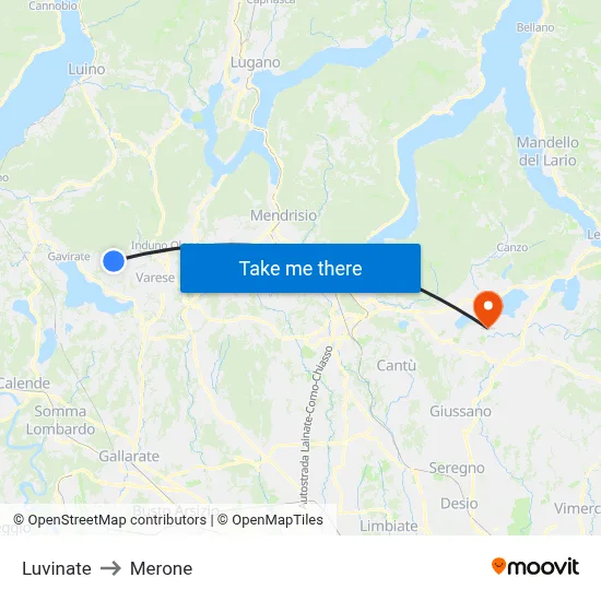 Luvinate to Merone map