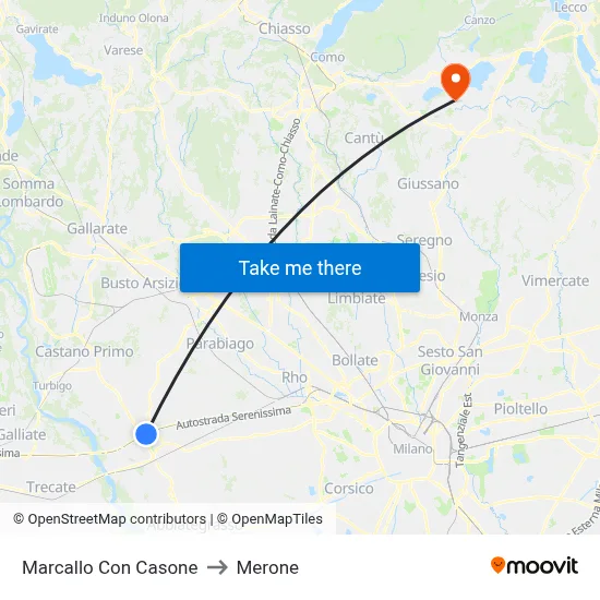 Marcallo con Casone to Merone map