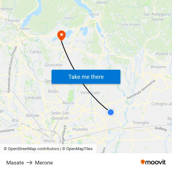 Masate to Merone map