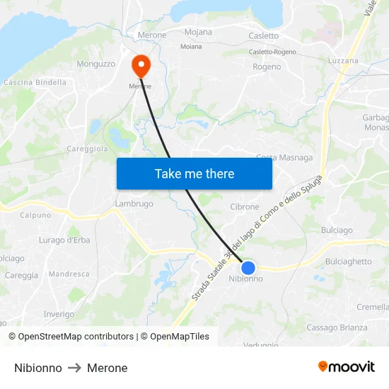 Nibionno to Merone map