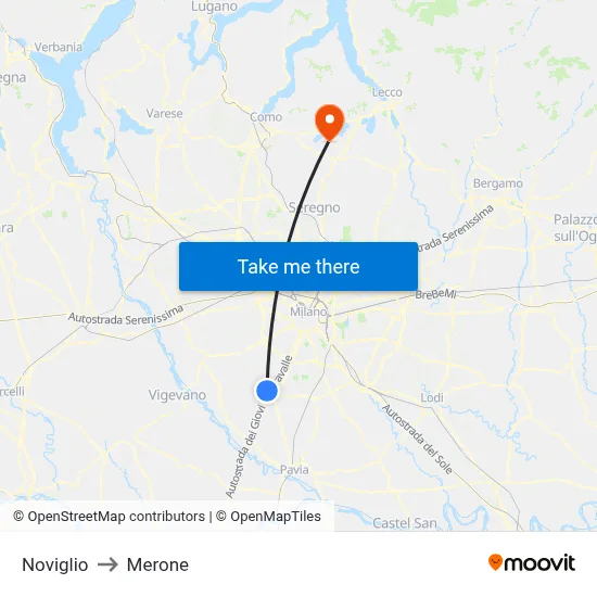 Noviglio to Merone map
