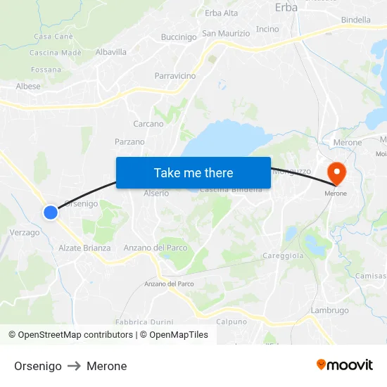 Orsenigo to Merone map