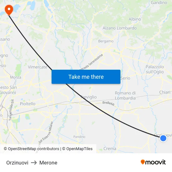 Orzinuovi to Merone map
