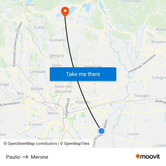 Paullo to Merone map