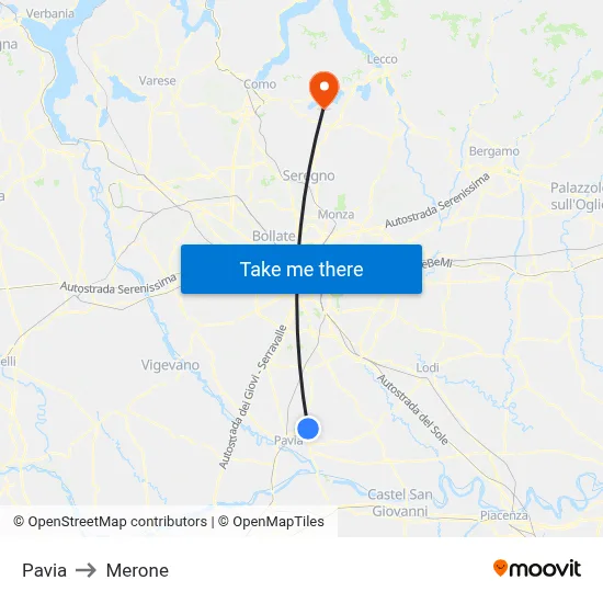 Pavia to Merone map