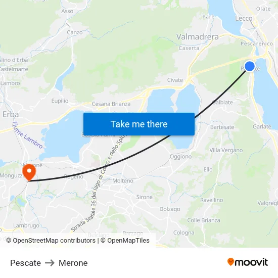 Pescate to Merone map