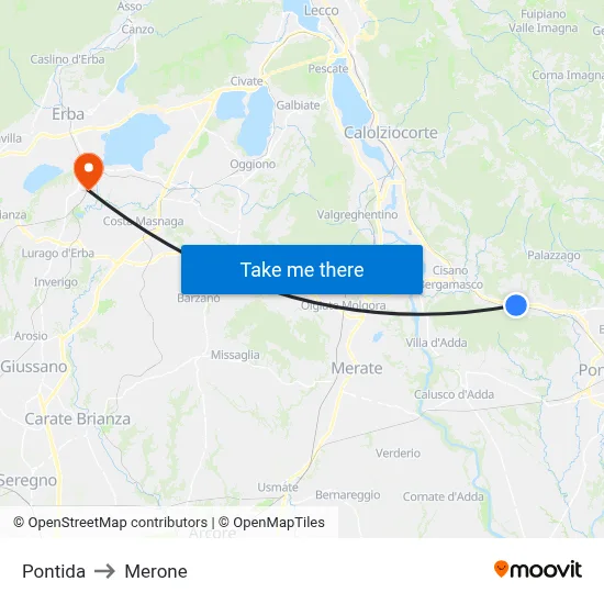 Pontida to Merone map