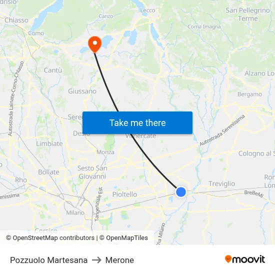 Pozzuolo Martesana to Merone map