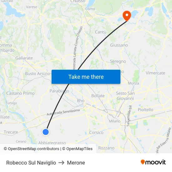 Robecco Sul Naviglio to Merone map