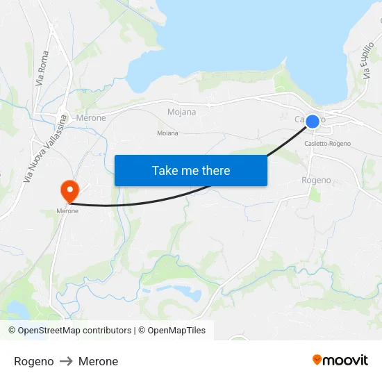 Rogeno to Merone map