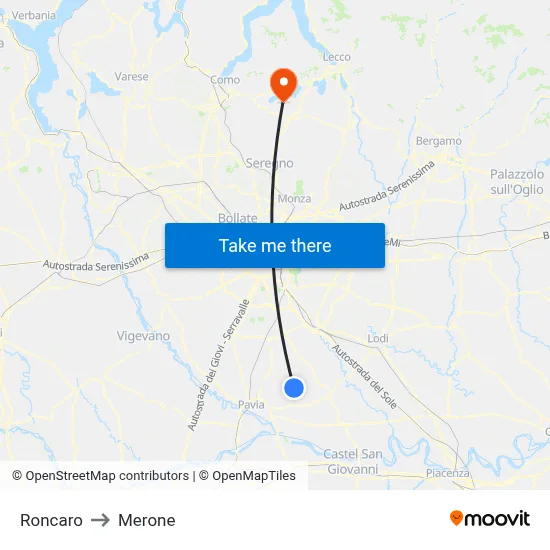 Roncaro to Merone map