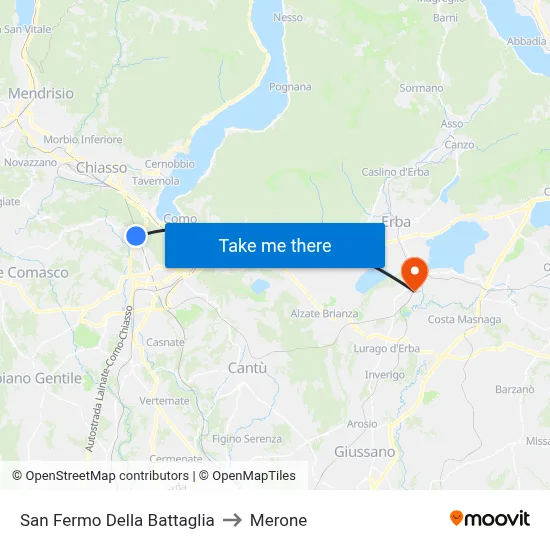 San Fermo Della Battaglia to Merone map