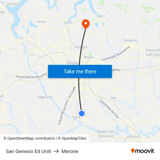 San Genesio Ed Uniti to Merone map