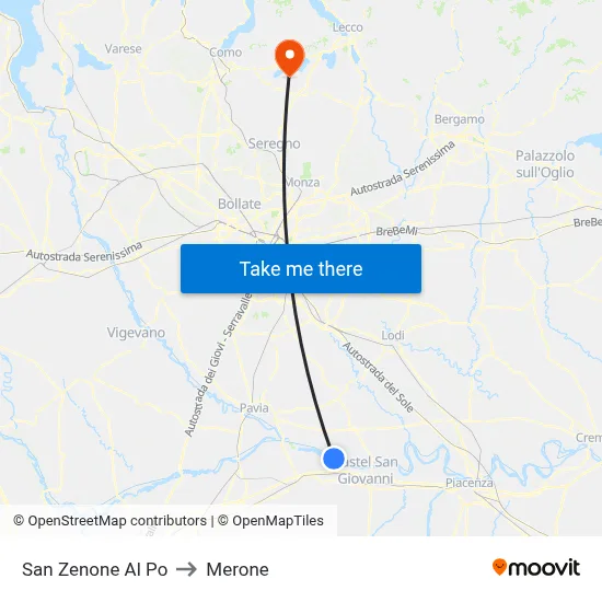 San Zenone al Po to Merone map
