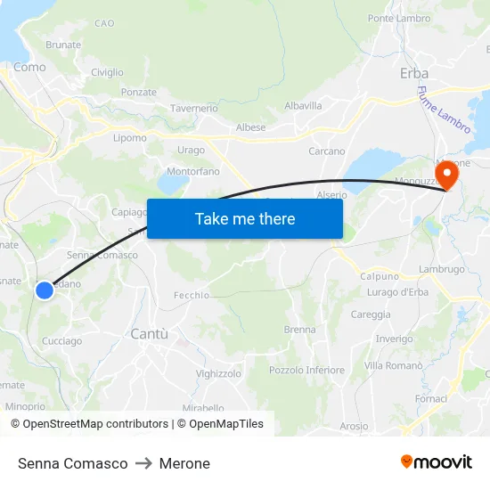 Senna Comasco to Merone map