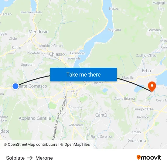 Solbiate to Merone map