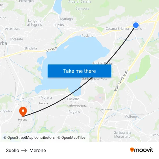 Suello to Merone map