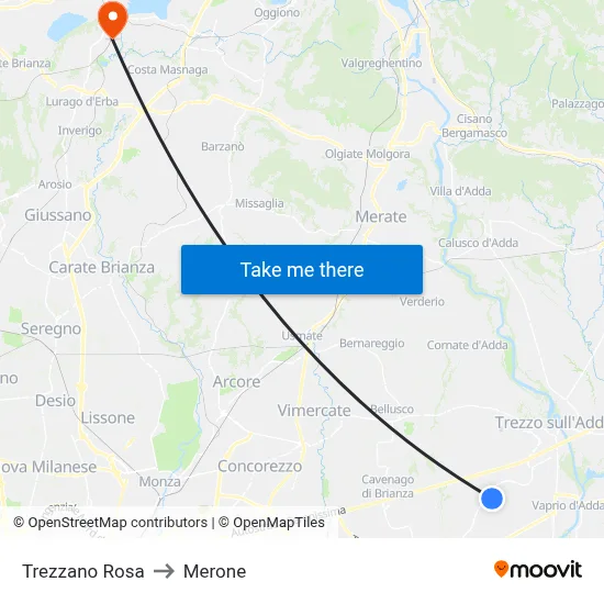 Trezzano Rosa to Merone map