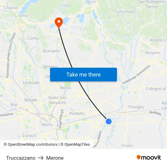 Truccazzano to Merone map