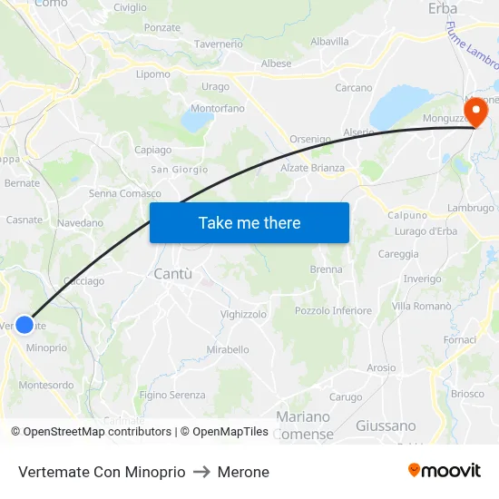 Vertemate Con Minoprio to Merone map
