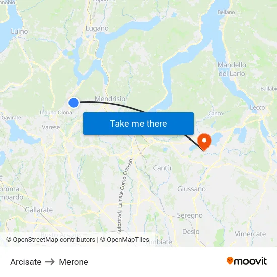 Arcisate to Merone map