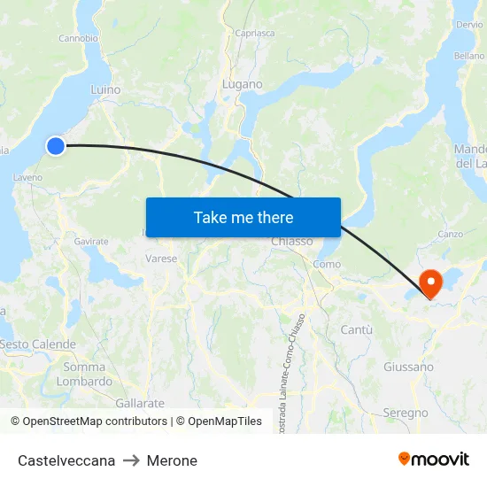 Castelveccana to Merone map
