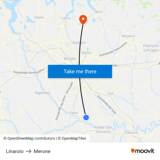 Linarolo to Merone map