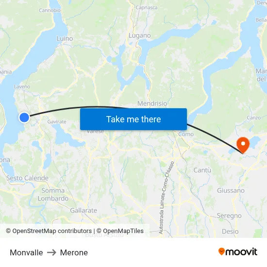 Monvalle to Merone map