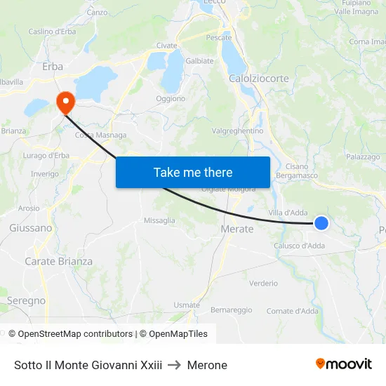 Sotto Il Monte Giovanni Xxiii to Merone map