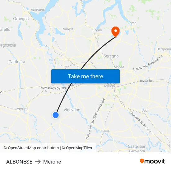 ALBONESE to Merone map