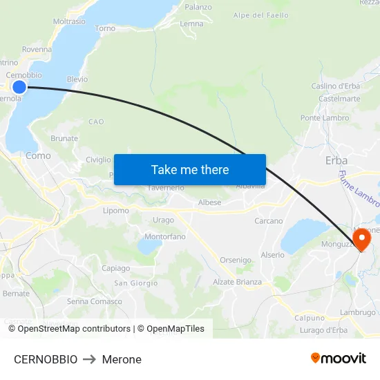 CERNOBBIO to Merone map