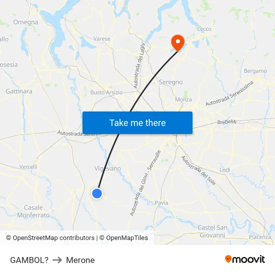 Gambol to Merone map
