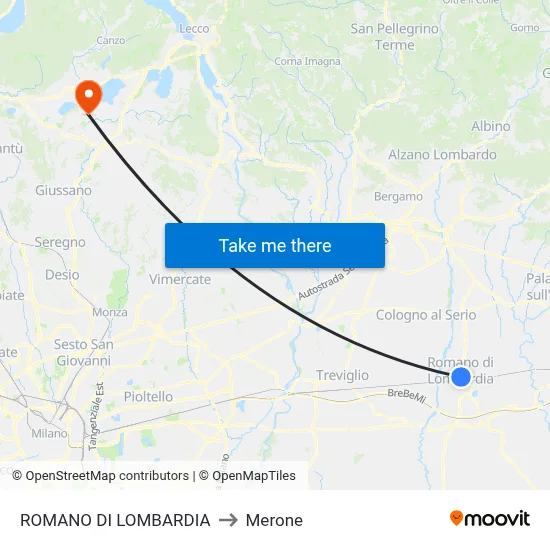 ROMANO DI LOMBARDIA to Merone map