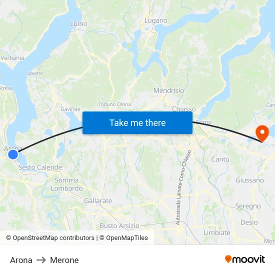 Arona to Merone map