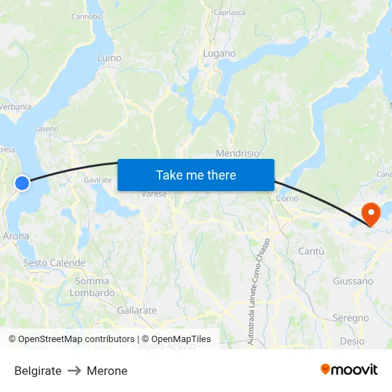 Belgirate to Merone map
