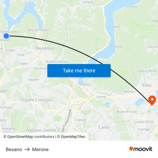 Besano to Merone map