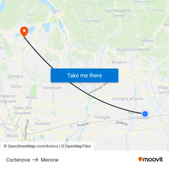 Cortenova to Merone map