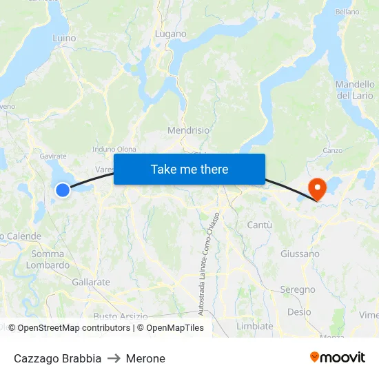 Cazzago Brabbia to Merone map