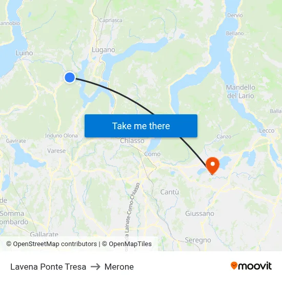 Lavena Ponte Tresa to Merone map