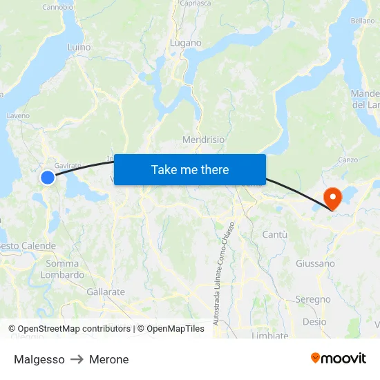 Malgesso to Merone map