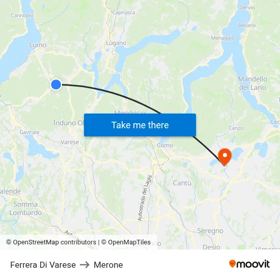 Ferrera Di Varese to Merone map
