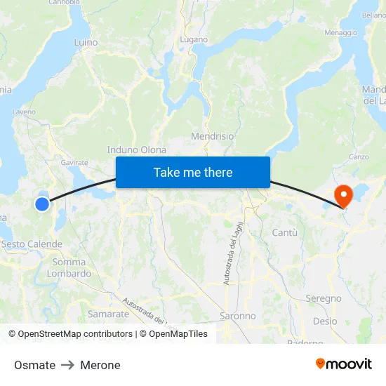 Osmate to Merone map
