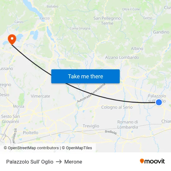 Palazzolo Sull' Oglio to Merone map