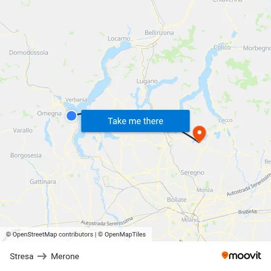 Stresa to Merone map