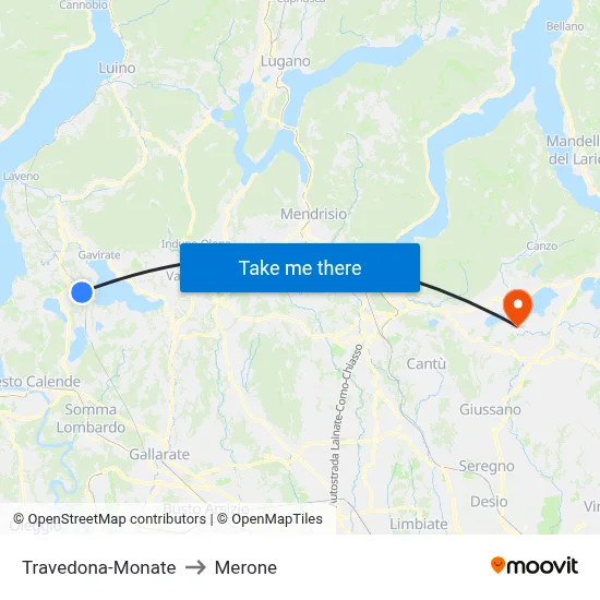 Travedona-Monate to Merone map
